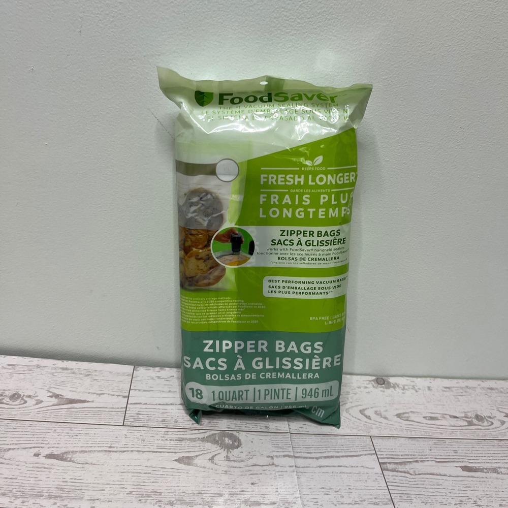 FoodSaver Vacuum Sealer Zipper Bags 1 Quart 18‎ Count BPA Free Clear Green